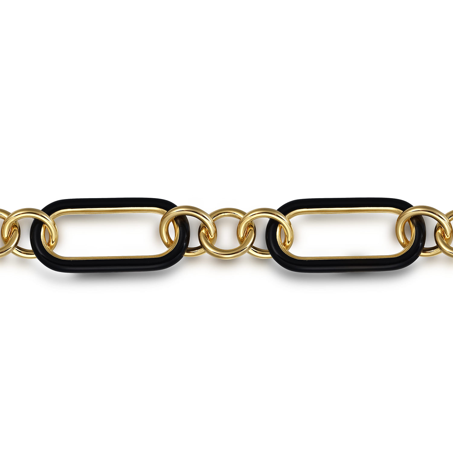 Hollow Tube Link Bracelet with Enamel in 14K Yellow Gold, photograph 2