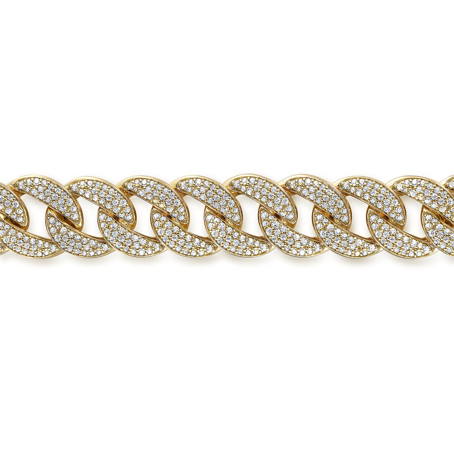 14mm Hollow Cuban Link Diamond Tennis Bracelet in 14K Yellow Gold, photograph 2