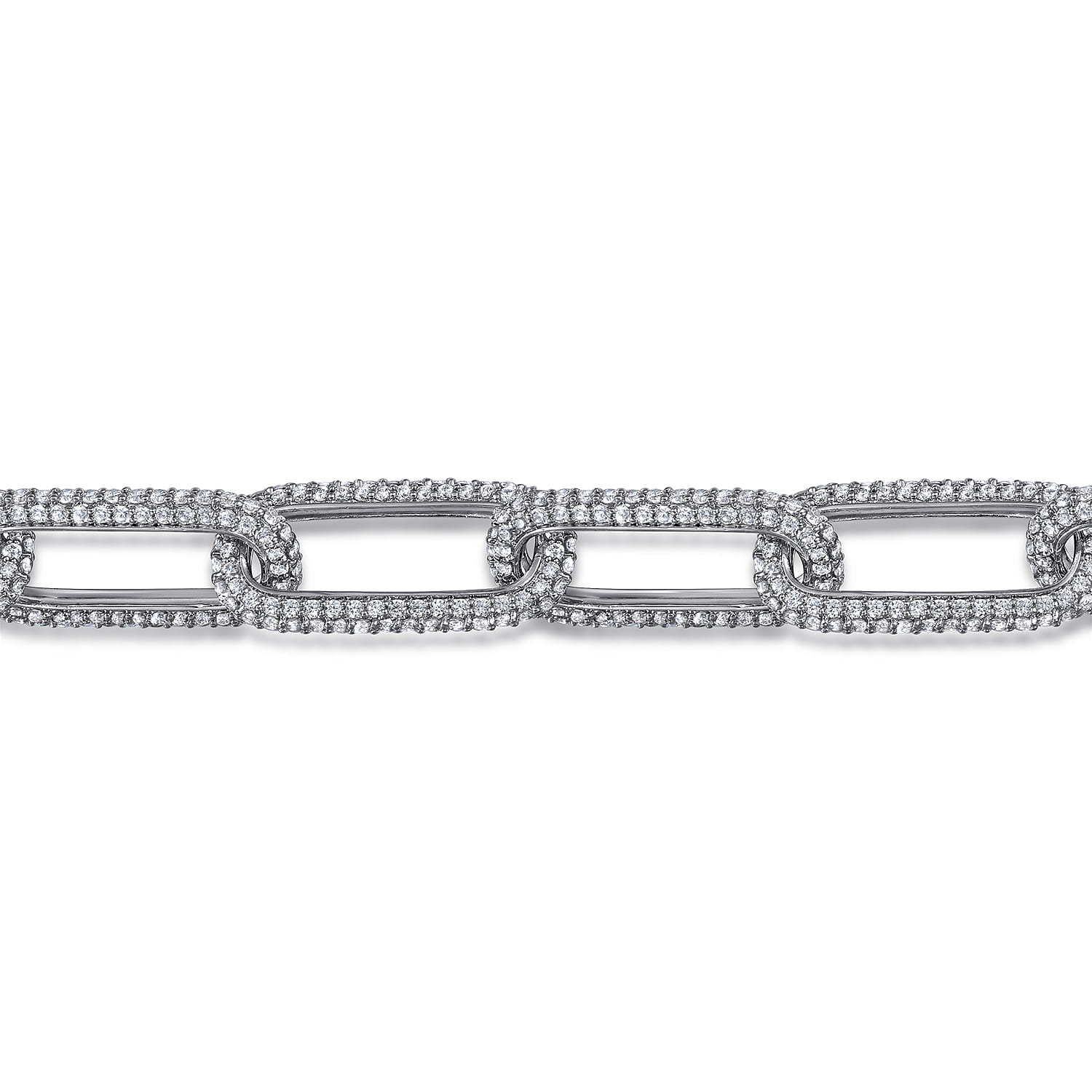 Diamond Link Chain Bracelet in 14K White Gold, photograph 2