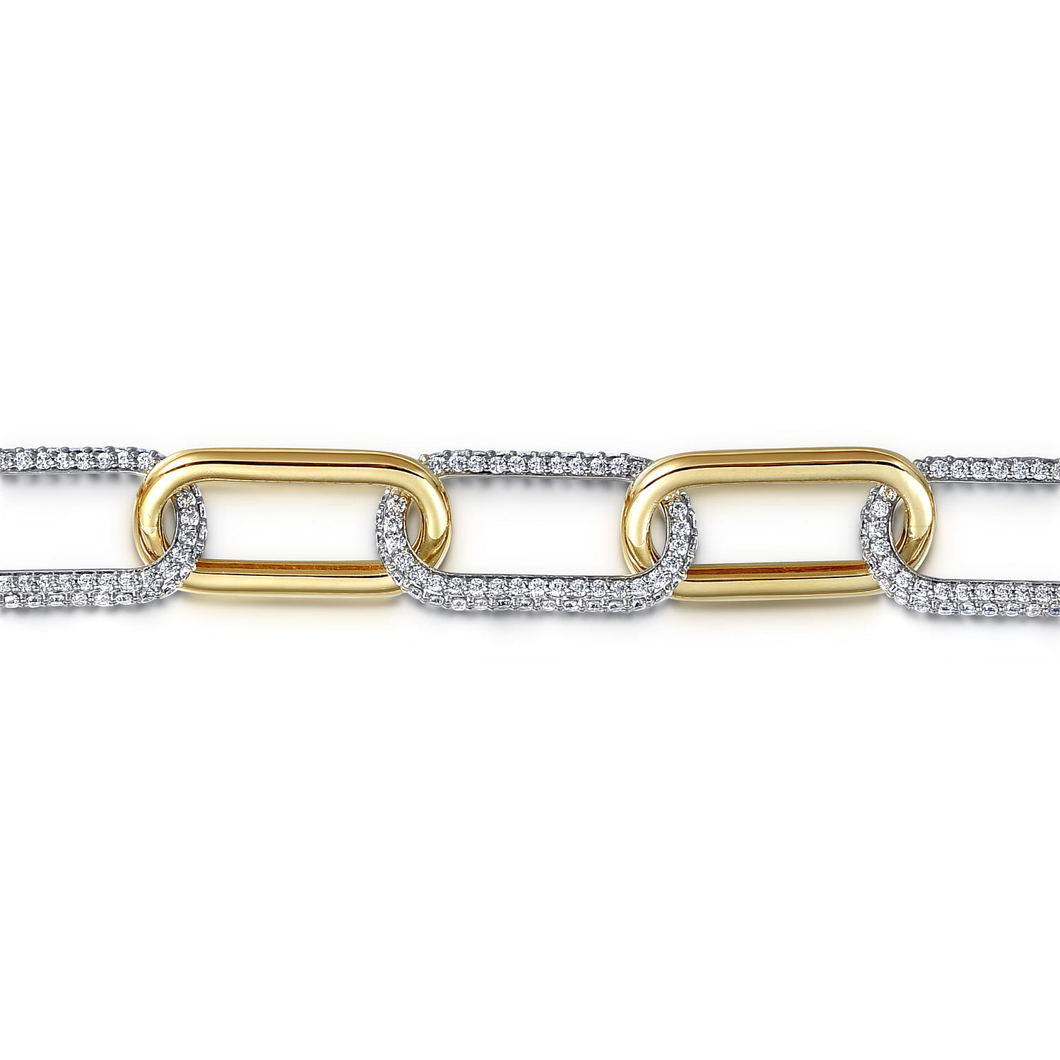 Diamond Link Chain Bracelet in 14K White/Yellow Gold, photograph 2