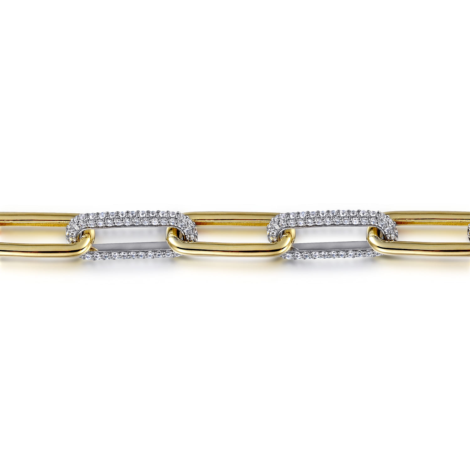 Diamond Link Chain Bracelet in 14K White/Yellow Gold, photograph 2