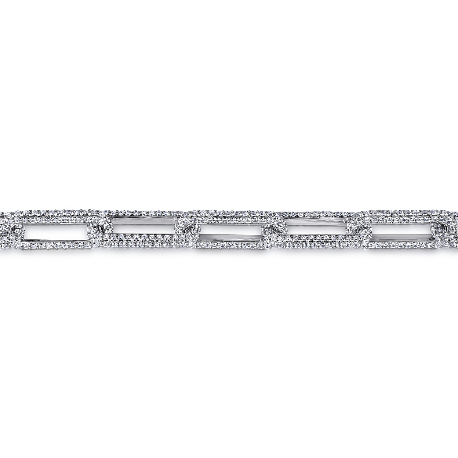 Diamond Link Chain Bracelet in 14K White Gold, photograph 2