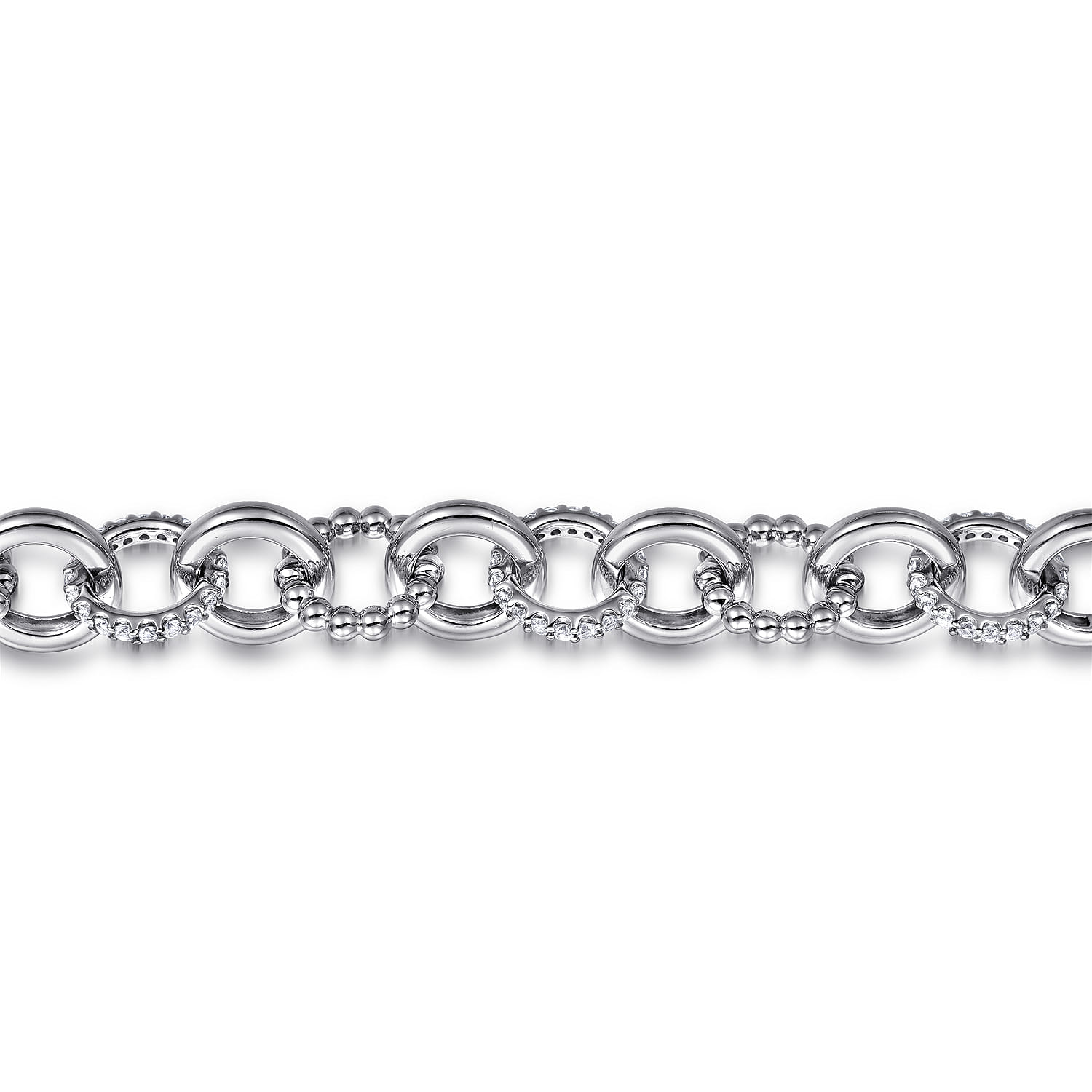 White Sapphire Bujukan Link Chain Tennis Bracelet in Sterling Silver, photograph 2