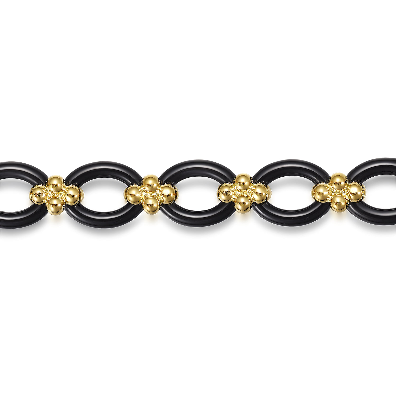 Bujukan and Black Ceramic Link Chain Tennis Bracelet in 14K Yellow Gold, photograph 2