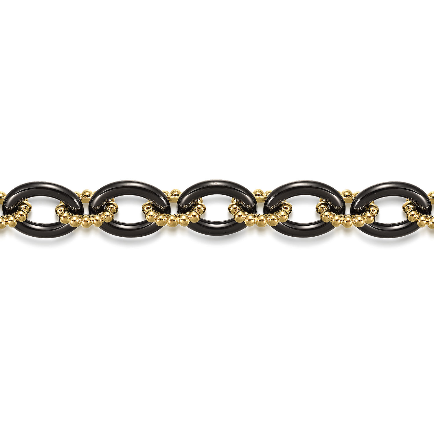Bujukan and Black Ceramic Link Bracelet in 14K Yellow Gold, photograph 2