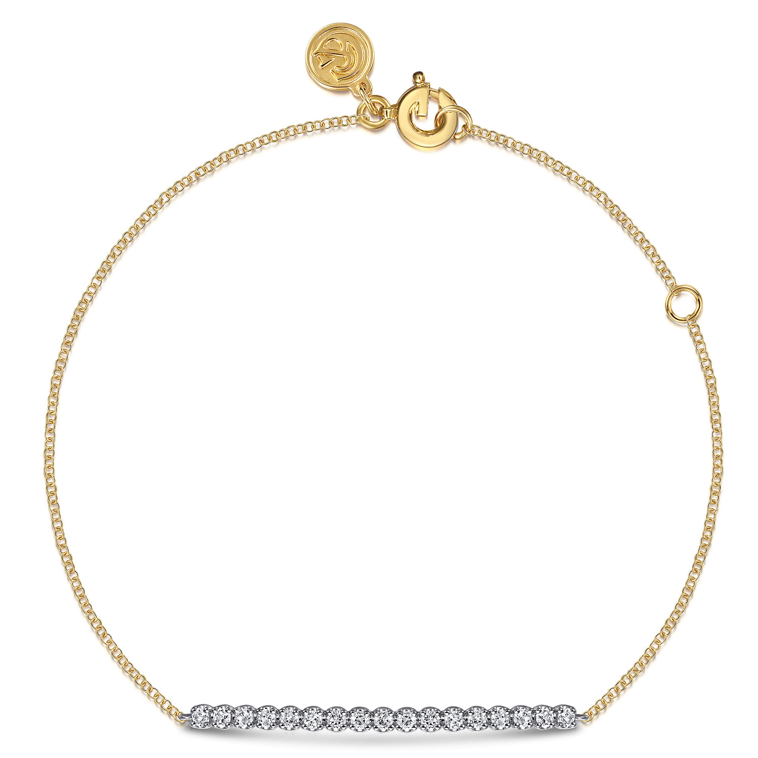 White Sapphire Bar Bracelet in 14K White/Yellow Gold