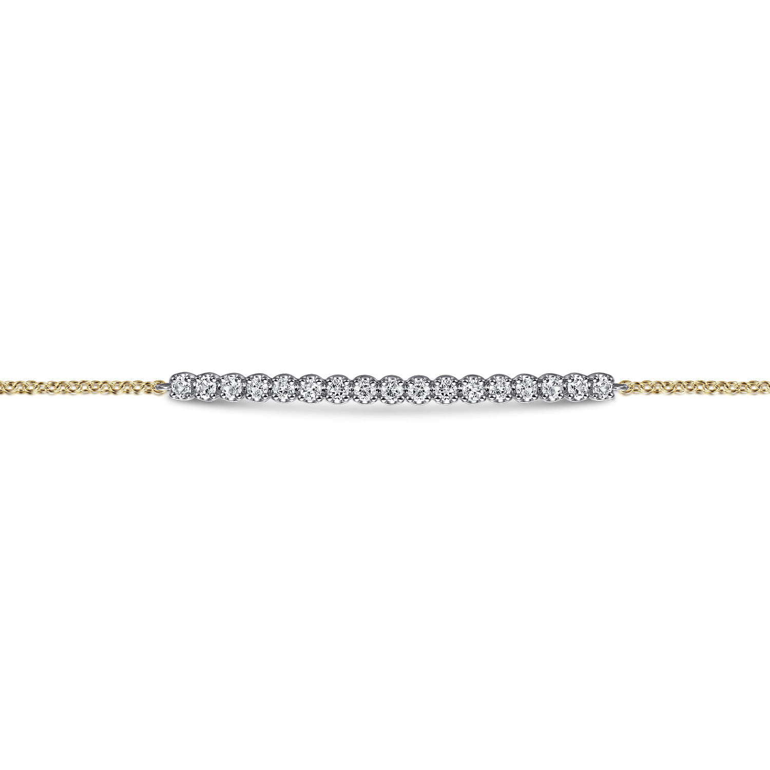 White Sapphire Bar Bracelet in 14K White/Yellow Gold, photograph 2