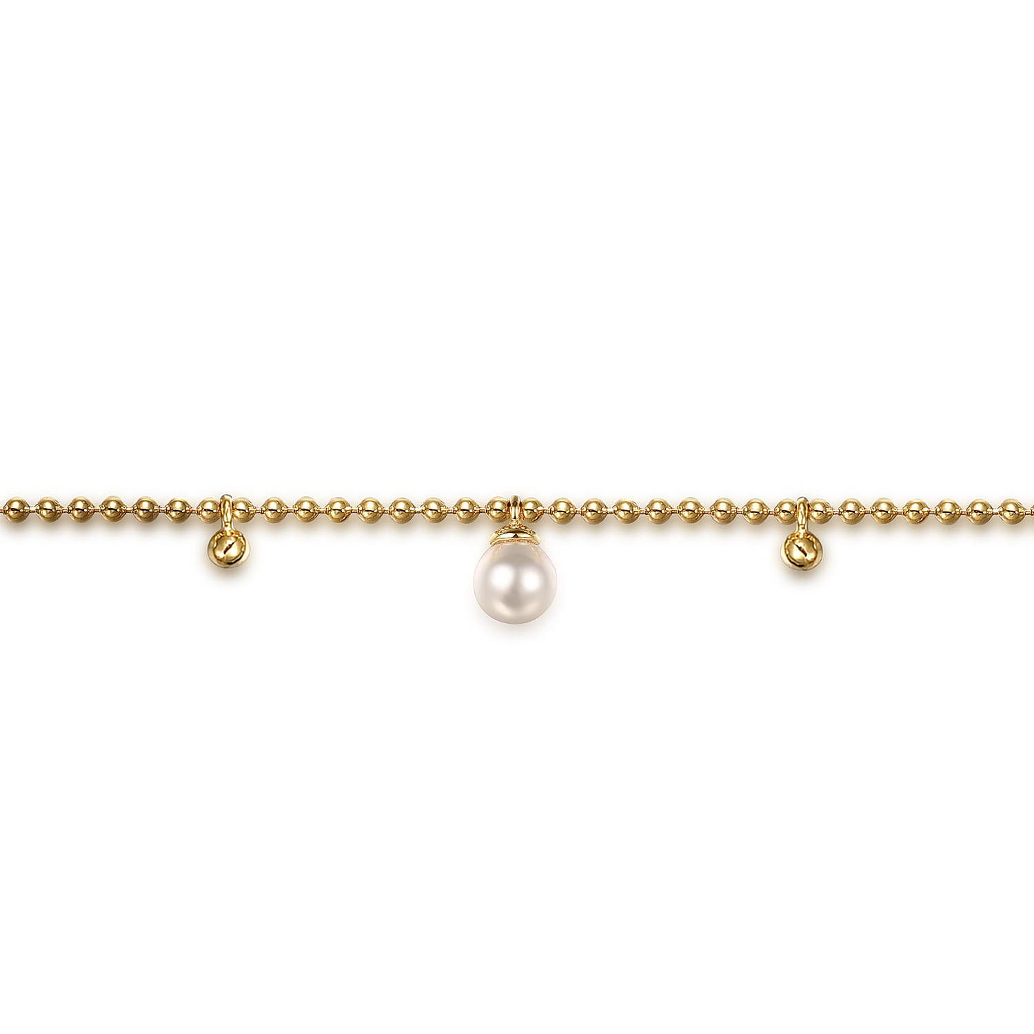 Beaded Pearl Droplet Bracelet-Bujukan in 14K Yellow Gold, photograph 2