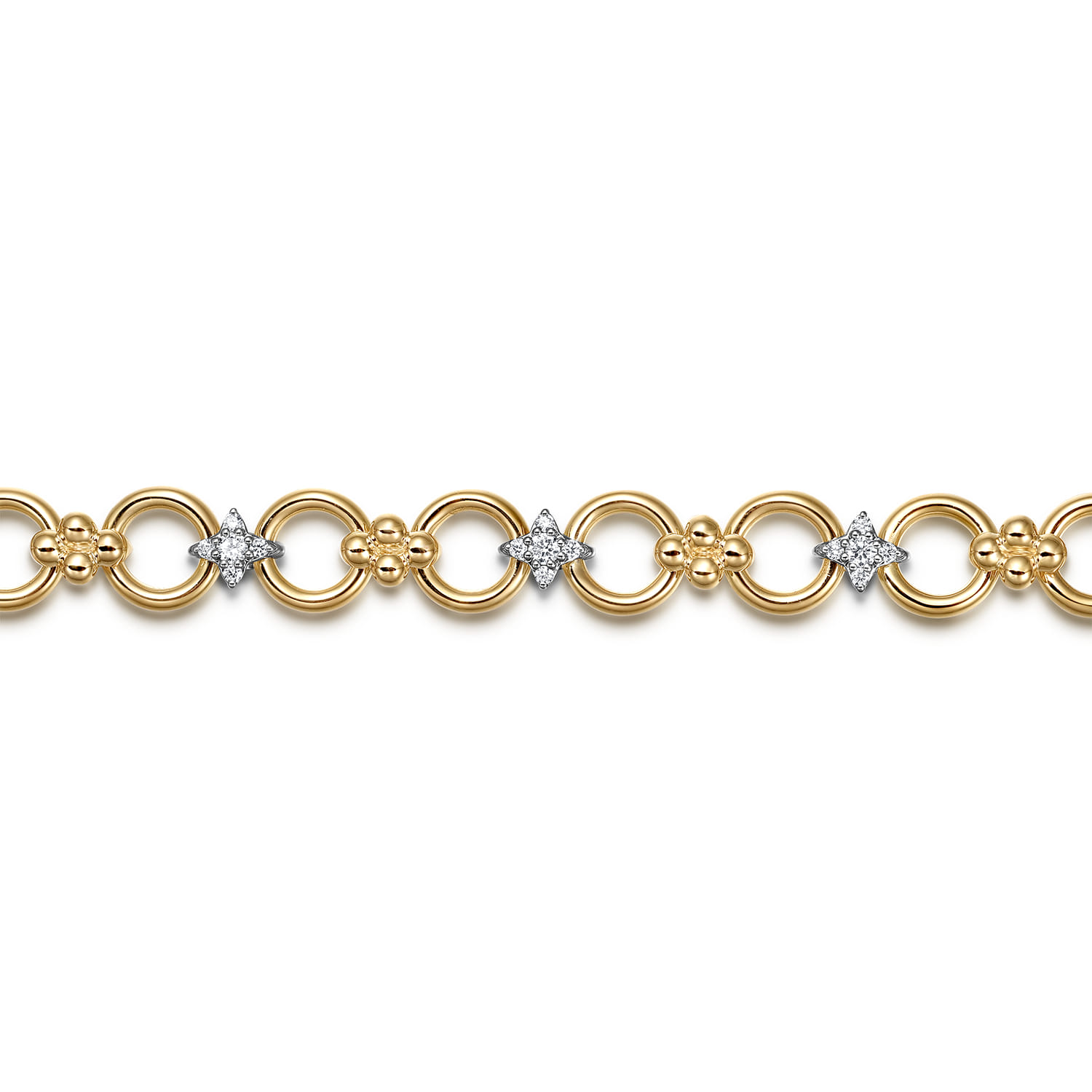Bujukan Diamond and Hollow Link Chain Bracelet in 14K White/Yellow Gold, photograph 2
