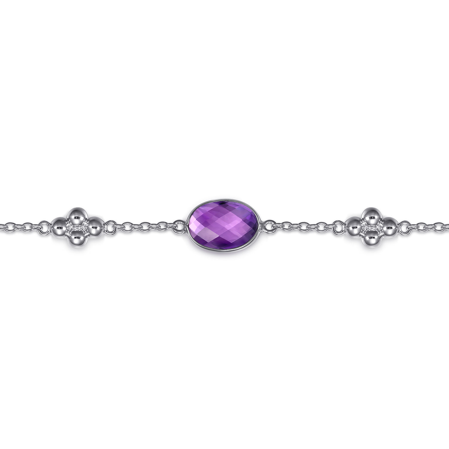 Amethyst Station Bracelet in Sterling Silver, photograph 2