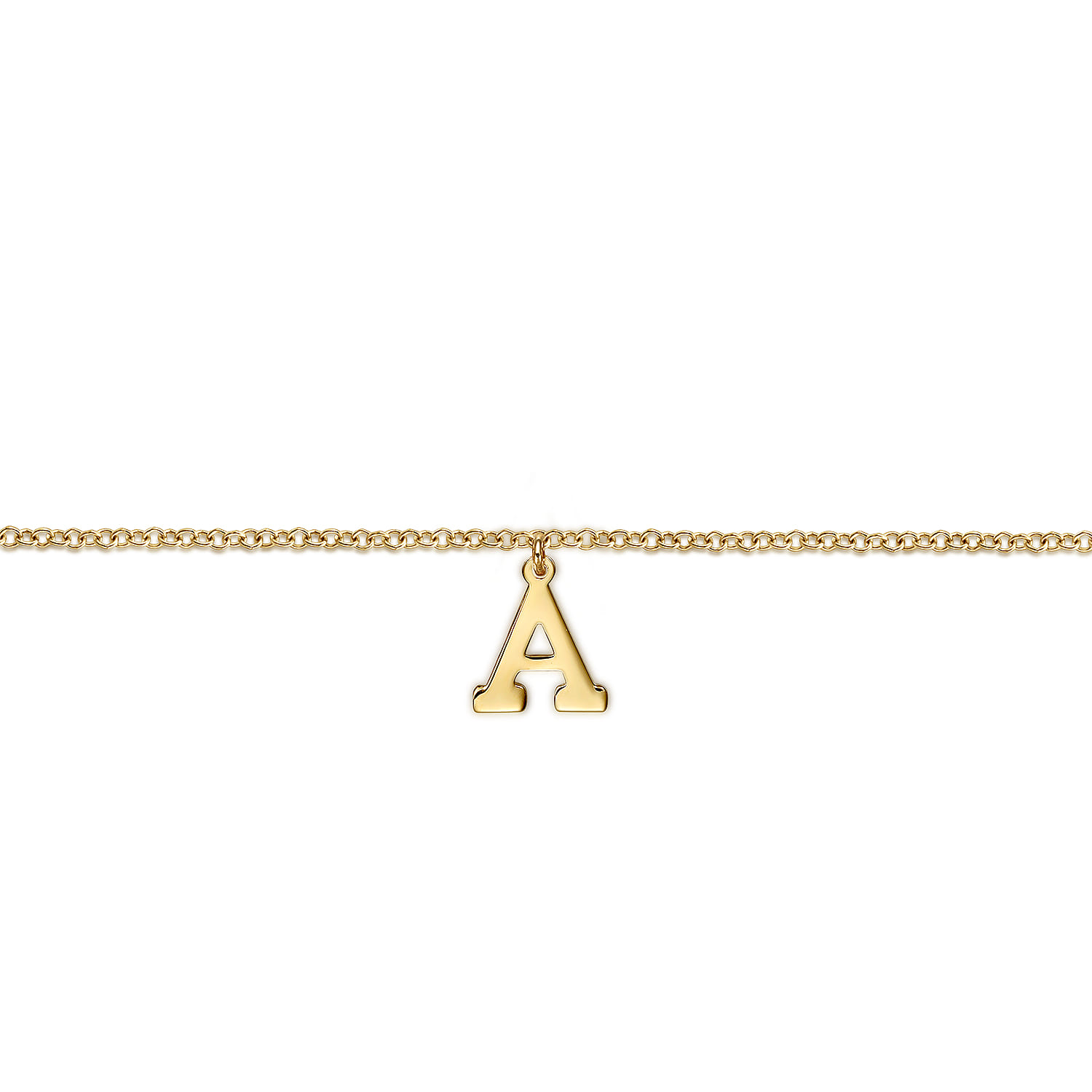Initial A Bracelet in 14K Yellow Gold, photograph 2