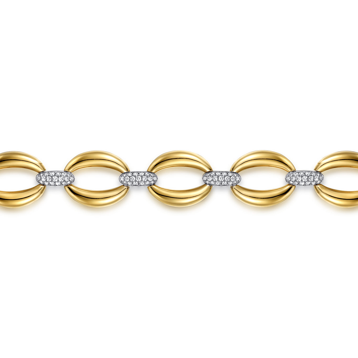 Diamond Link Chain Bracelet in 14K White/Yellow Gold, photograph 2