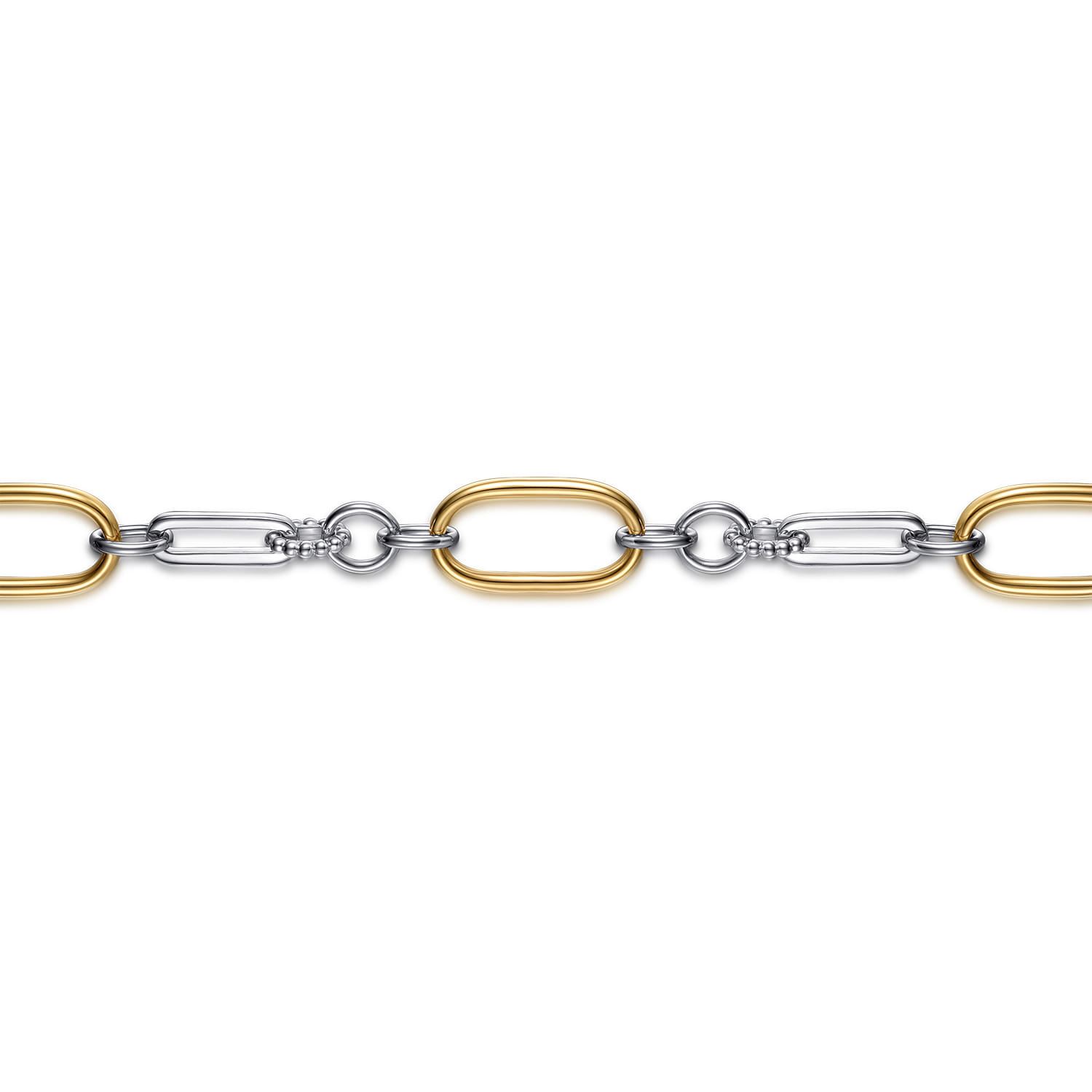 and Hollow Link Chain Bracelet in 14K Yellow Gold, photograph 2