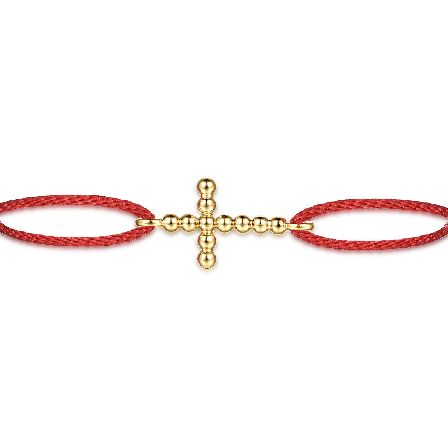 Bujukan Cross Red Cord Bracelet in 14K Yellow Gold, photograph 2
