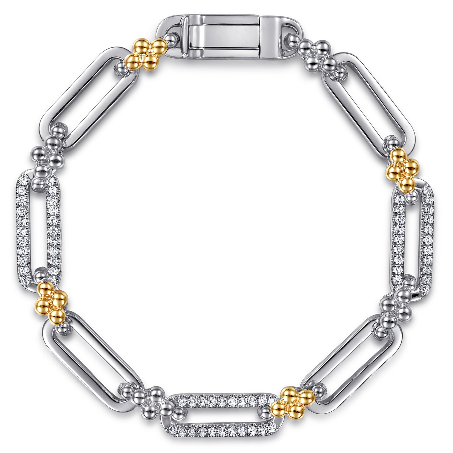 and Bujukan White Sapphire Link Chain Bracelet in 14K Yellow Gold