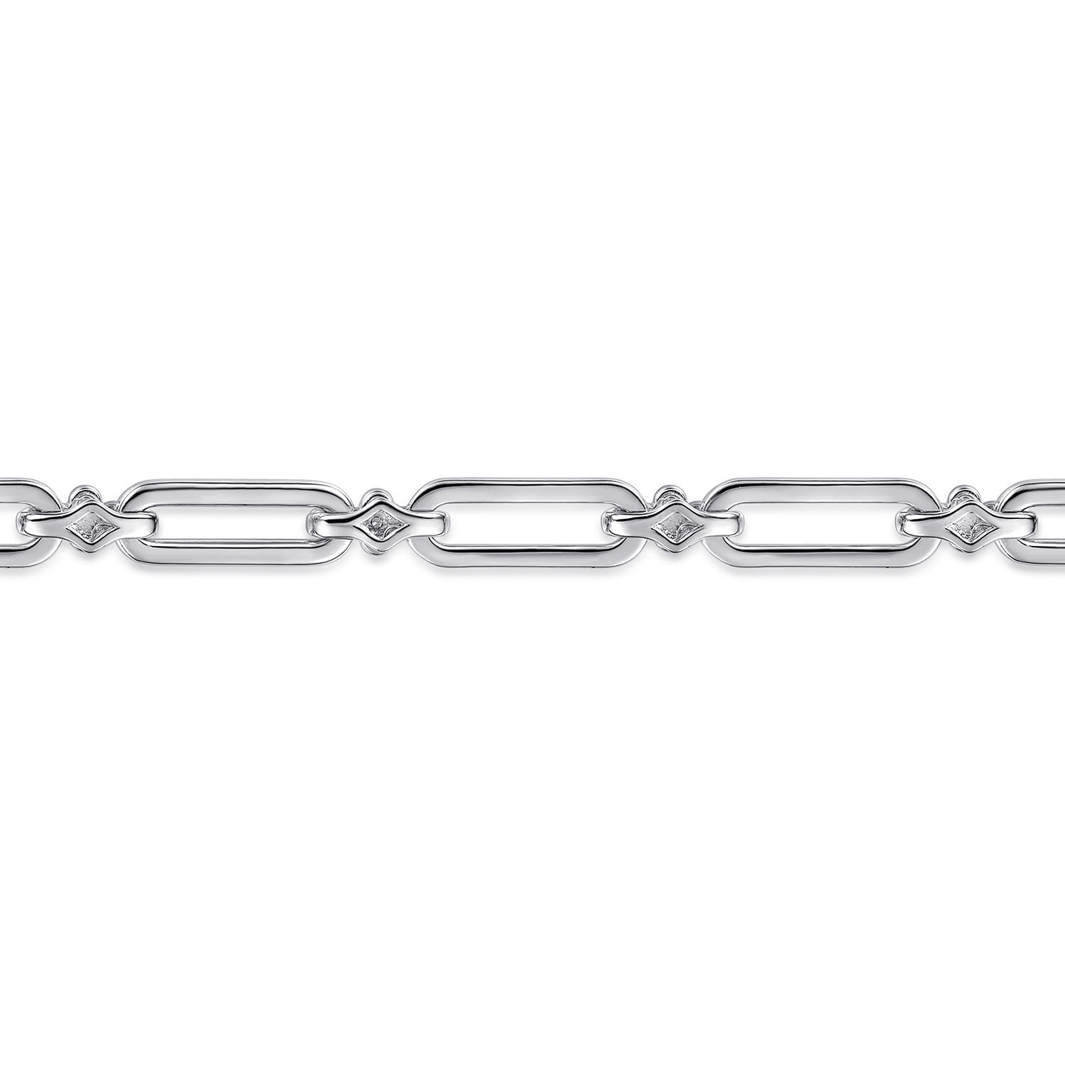 and Bujukan White Sapphire Link Chain Bracelet in 14K Yellow Gold, photograph 4