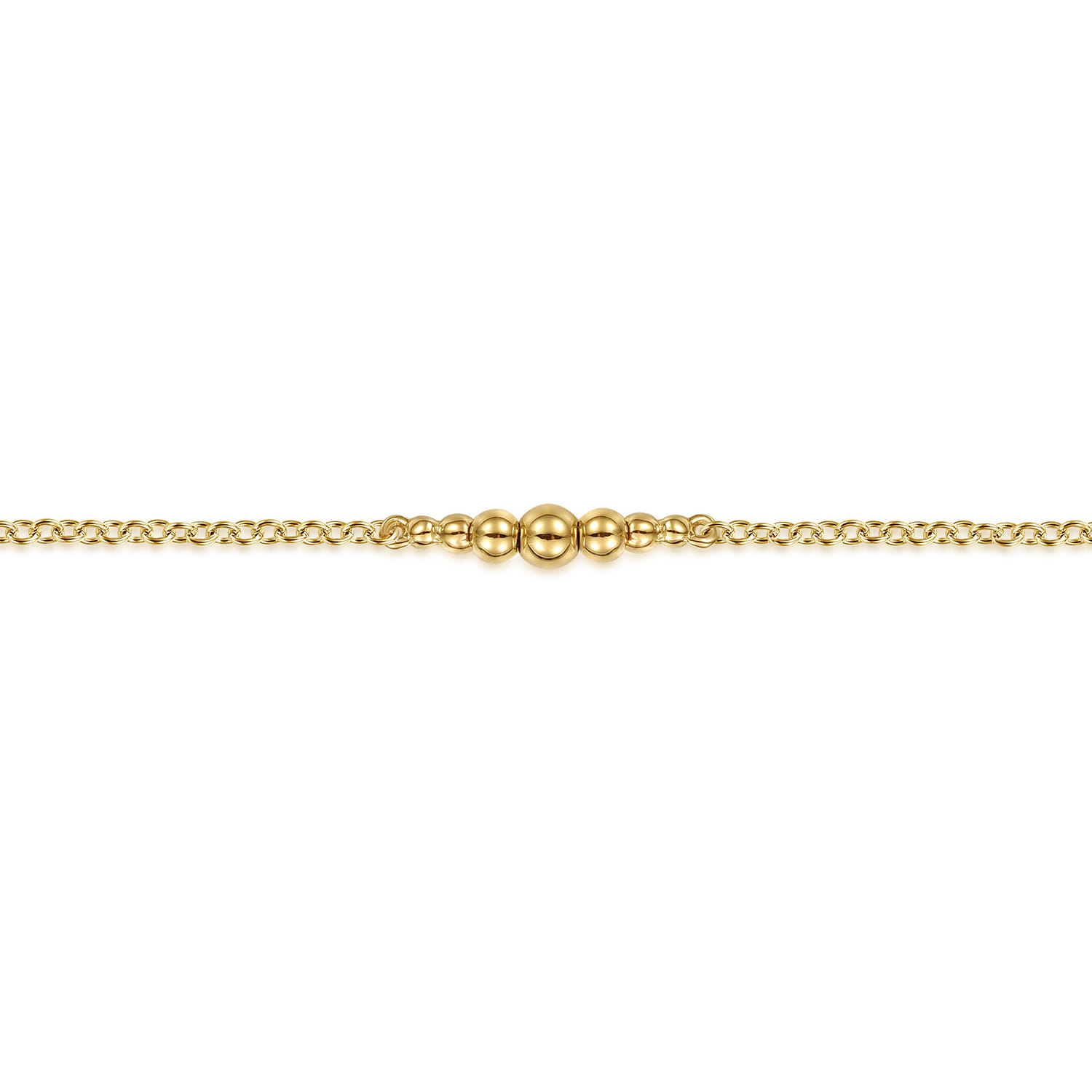 Graduating Bujukan Ball Station Bracelet in 14K Yellow Gold, photograph 2