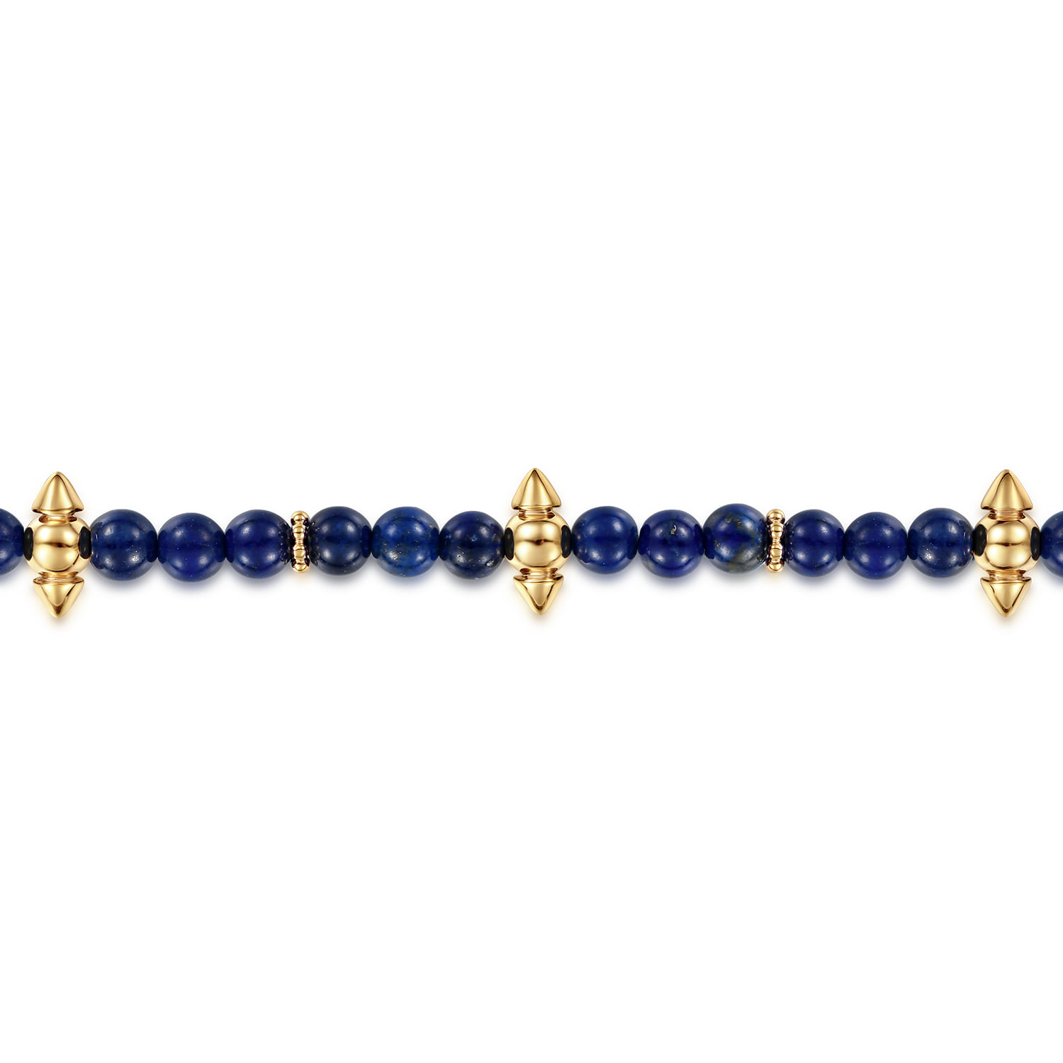 Bujukan and Lapis Spike Station Beaded Bracelet in 14K Yellow Gold, photograph 2