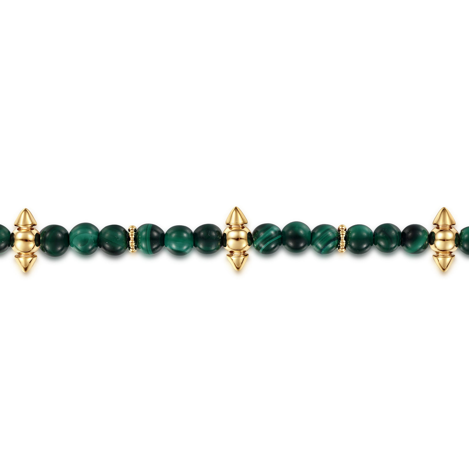 Bujukan and Malachite Spike Station Beaded Bracelet in 14K Yellow Gold, photograph 2