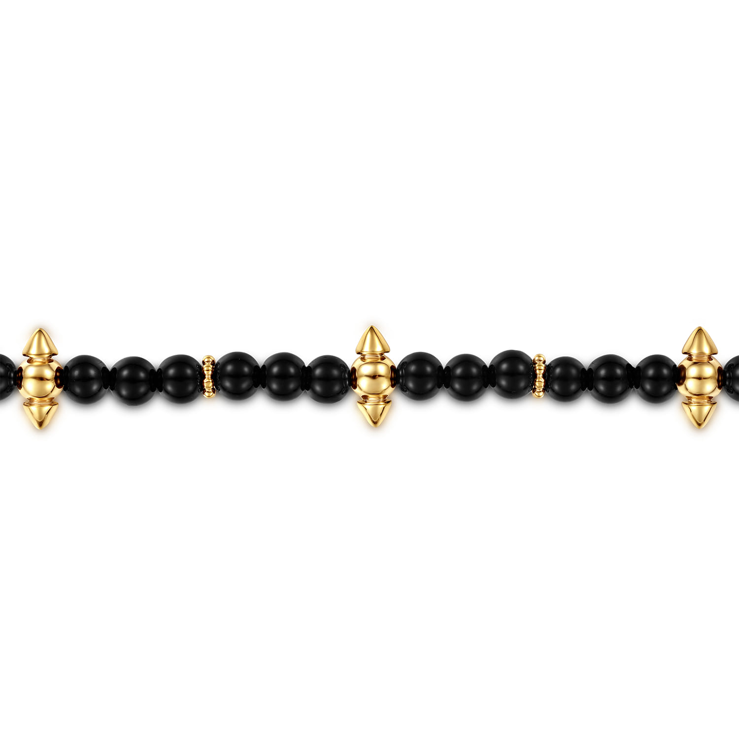 Bujukan and Black Onyx Spike Station Bead Bracelet in 14K Yellow Gold, photograph 2