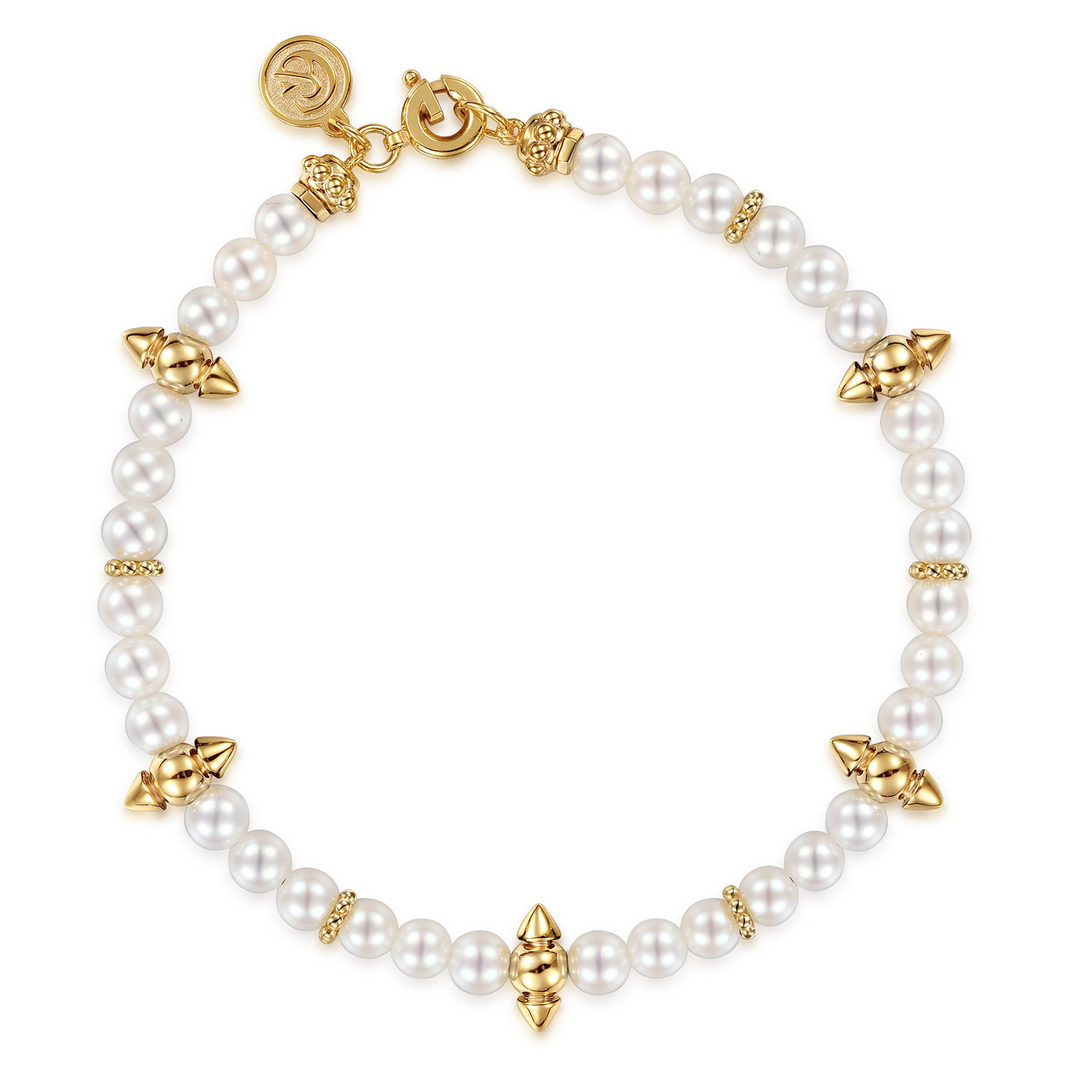 Bujukan and Mother of Pearl Spike Station Beaded Bracelet