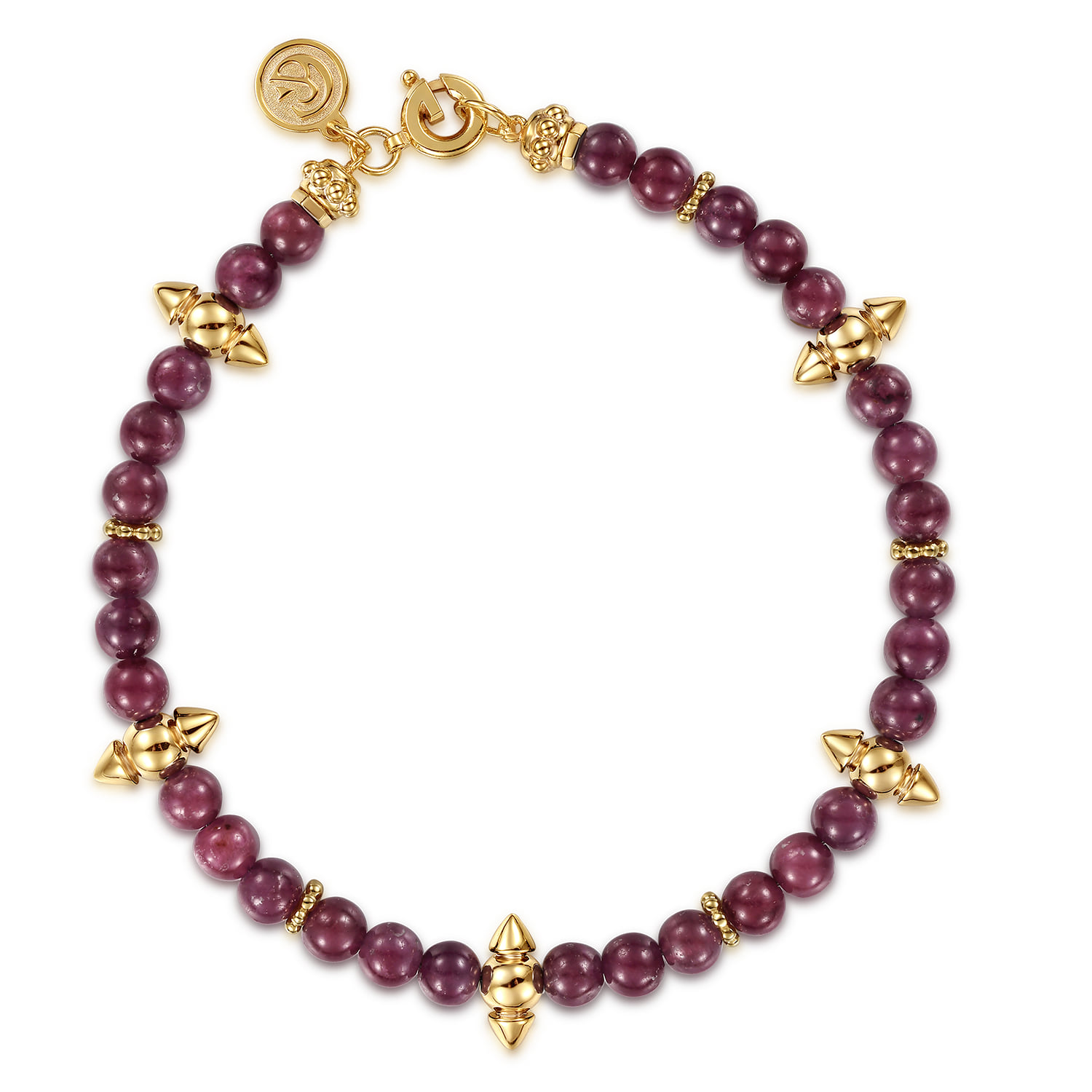 Bujukan and Pink Tourmaline Spike Station Beaded Bracelet
