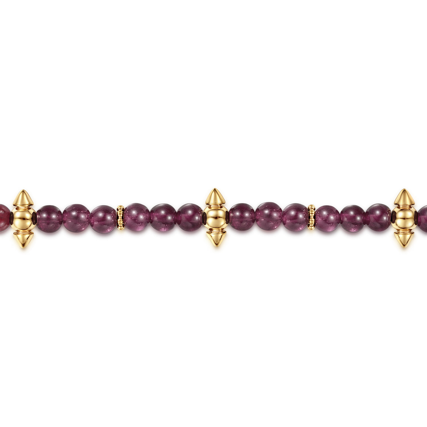 Bujukan and Pink Tourmaline Spike Station Beaded Bracelet in 14K Yellow Gold, photograph 2