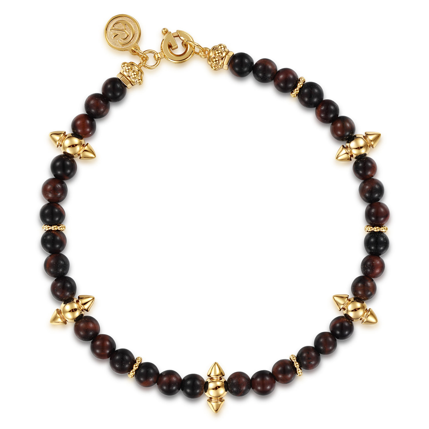 Bujukan and Red Tiger Eye Spike Station Beaded Bracelet