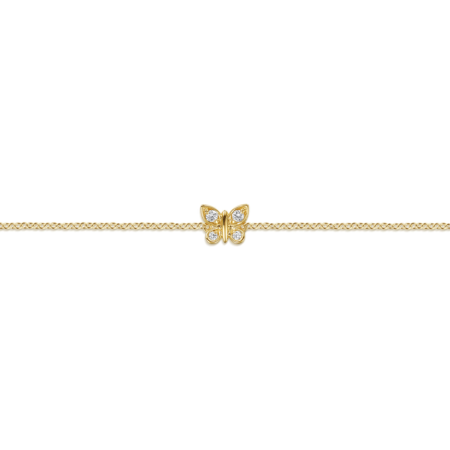 Diamond Butterfly Bracelet in 14K Yellow Gold, photograph 2