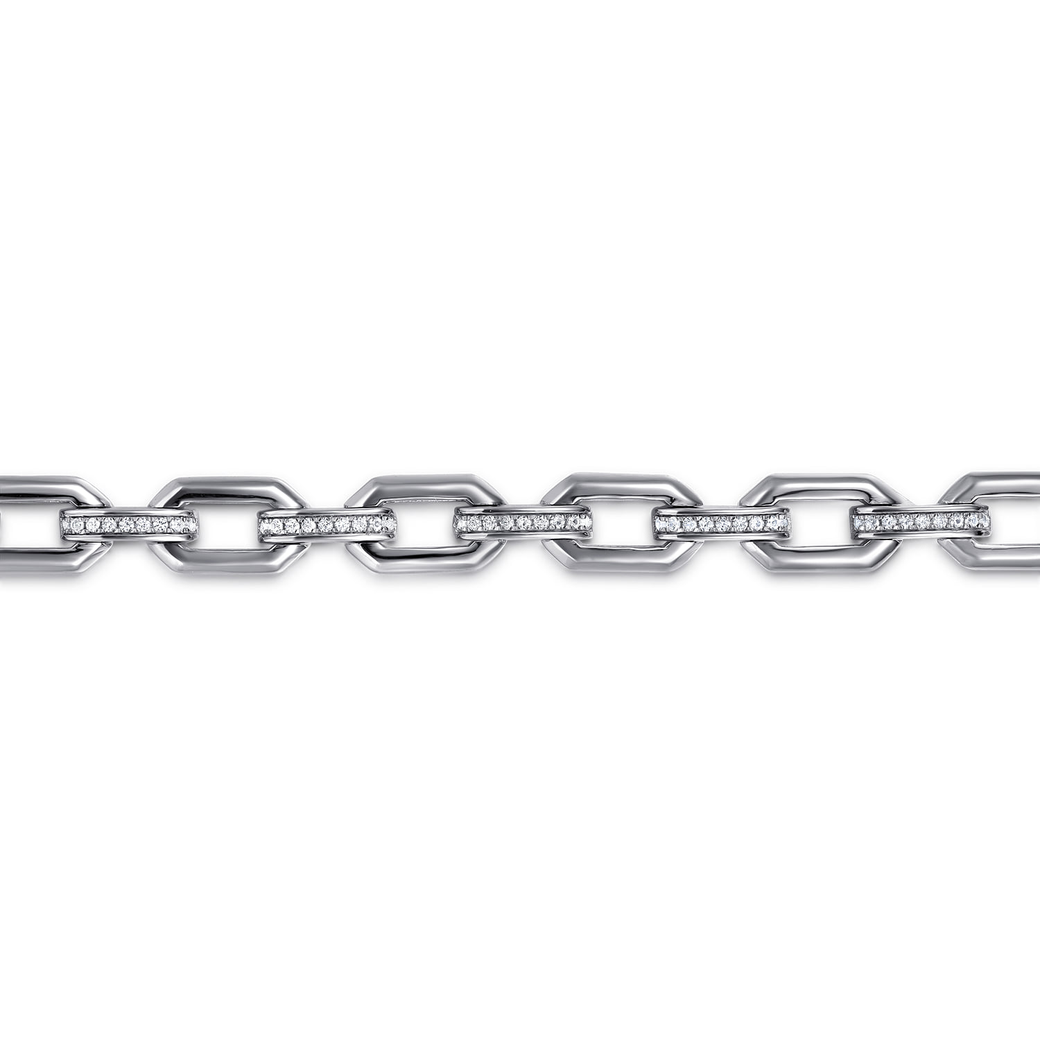 White Sapphire Link Chain Bracelet in Sterling Silver, photograph 2