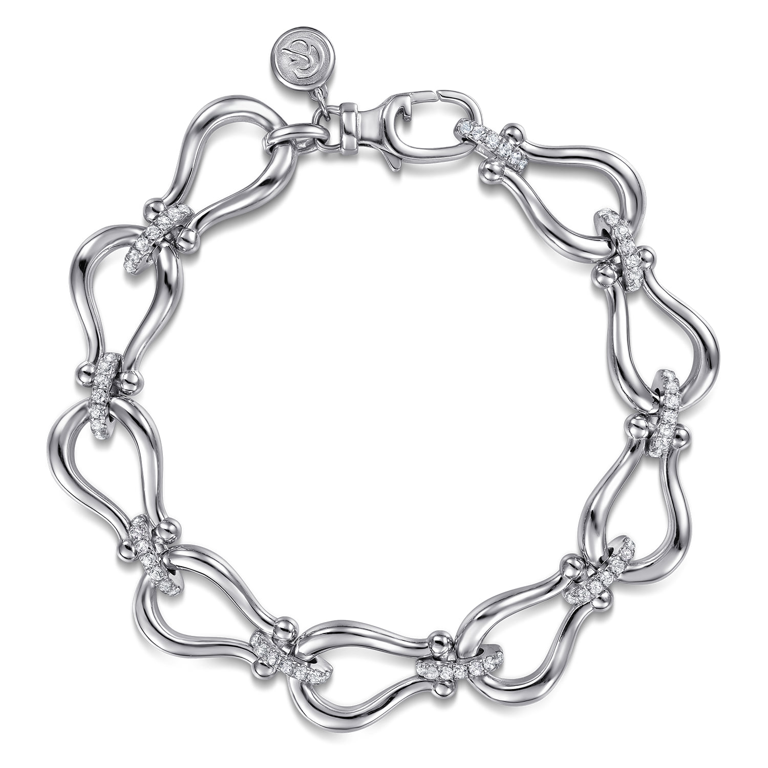 Bujukan Beaded Stirrup White Sapphire Link Chain Bracelet