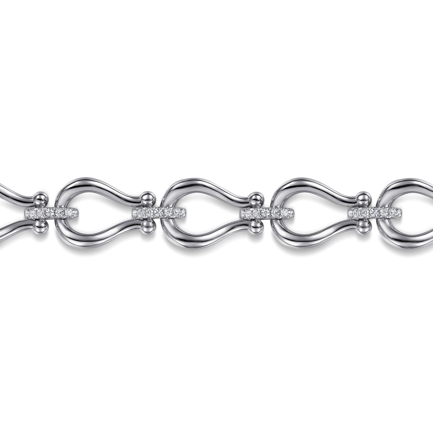 Bujukan Beaded Stirrup White Sapphire Link Chain Bracelet in Sterling Silver, photograph 2