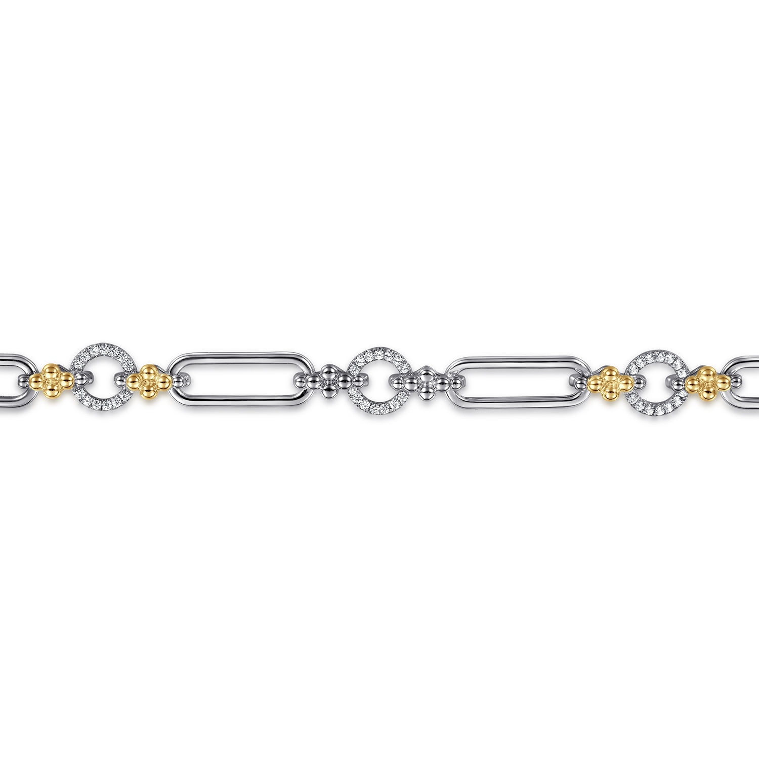 and Bujukan Clover and White Sapphire Link Chain Bracelet in 14K Yellow Gold, photograph 2