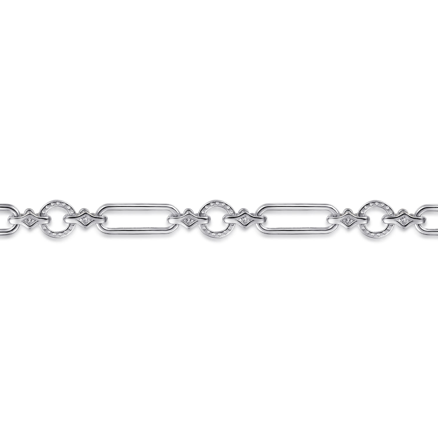 and Bujukan Clover and White Sapphire Link Chain Bracelet in 14K Yellow Gold, photograph 3