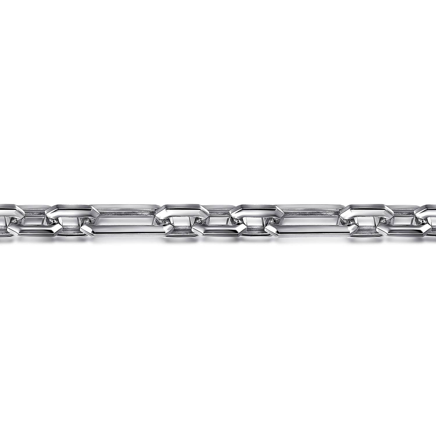 6.50mm Men's Hollow Figaro Link Chain Bracelet in Sterling Silver, photograph 2