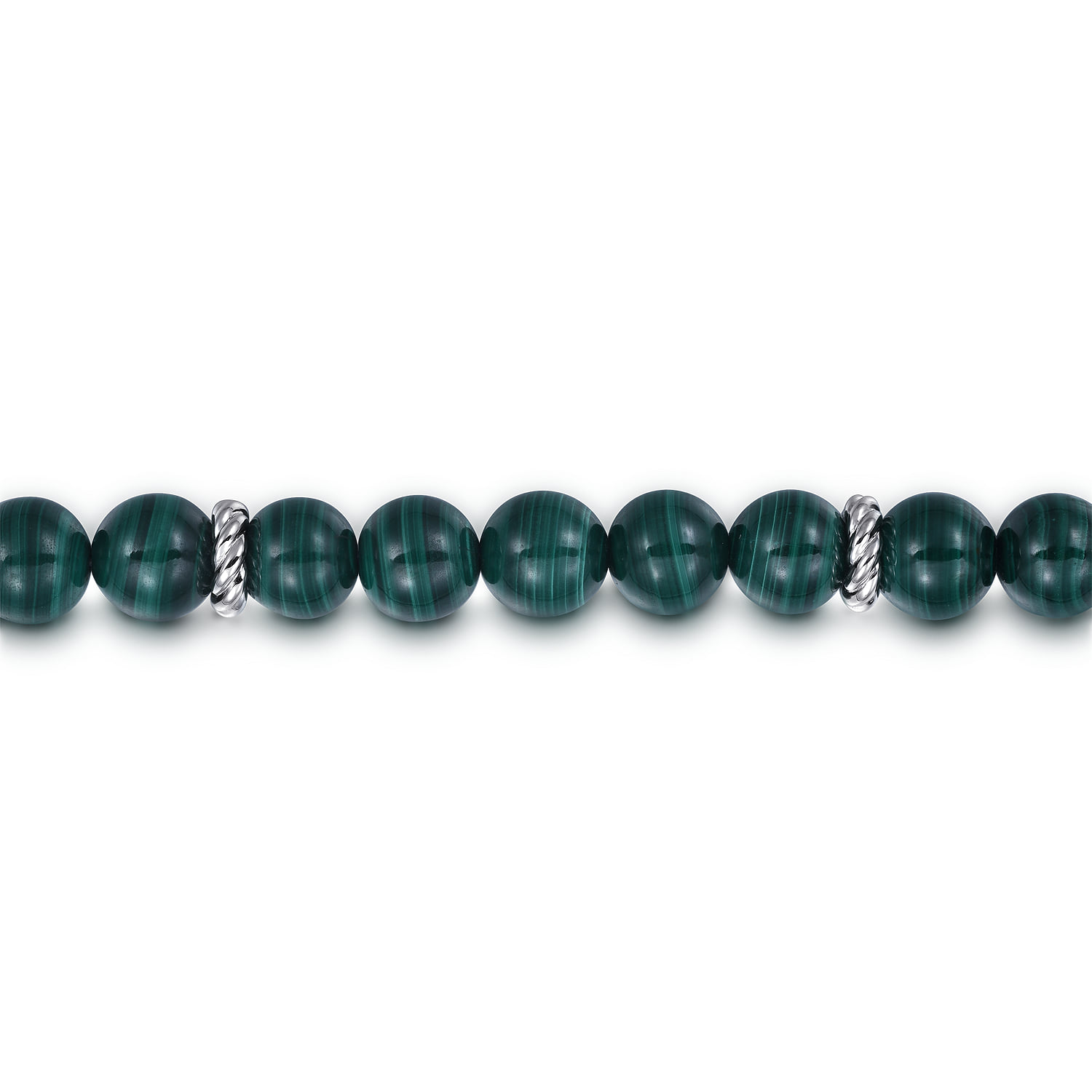 and 8mm Malachite Beaded Bracelet in Sterling Silver, photograph 2