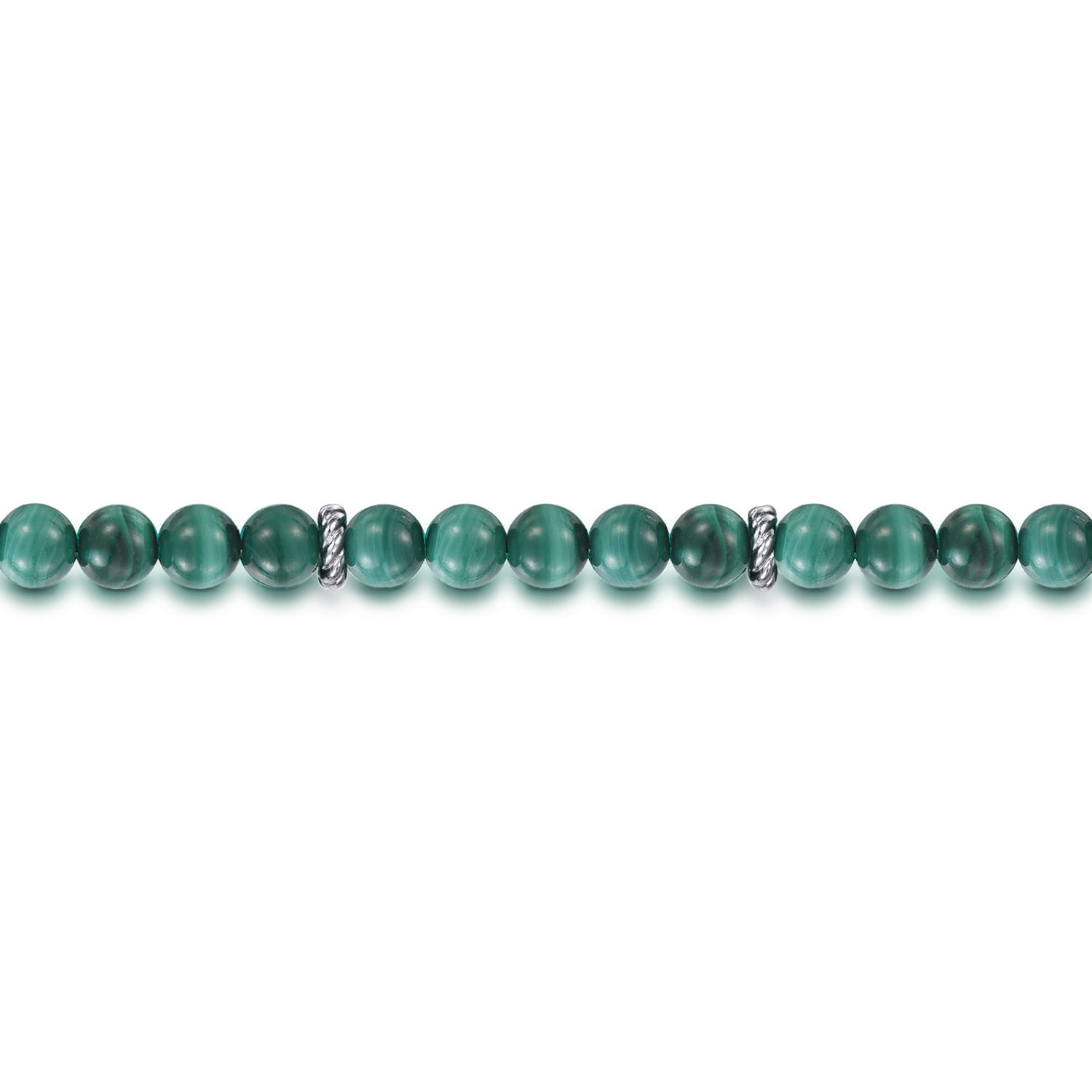 and 6mm Malachite Beaded Bracelet in Sterling Silver, photograph 2