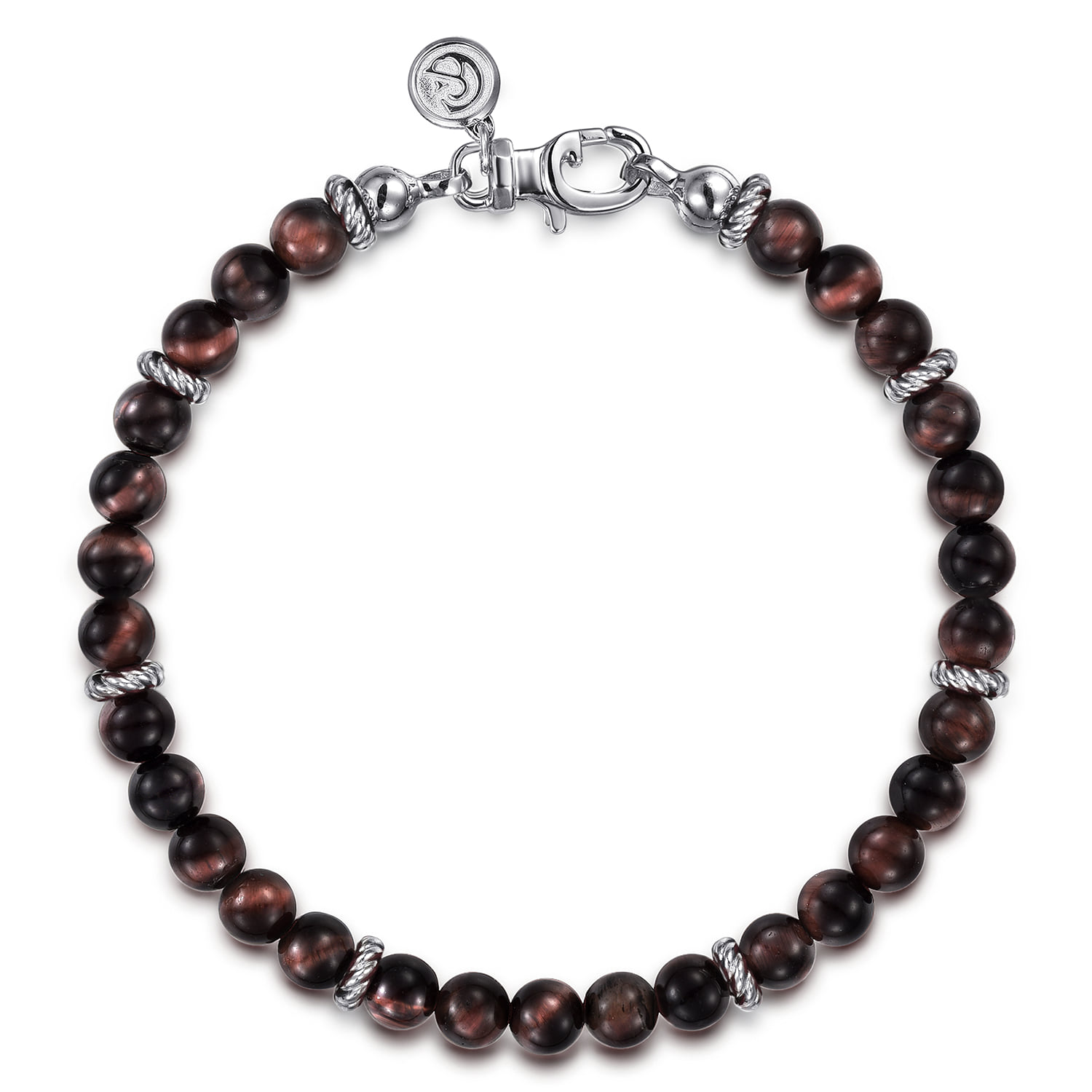 and 6mm Tiger Eye Beaded Bracelet in Sterling Silver