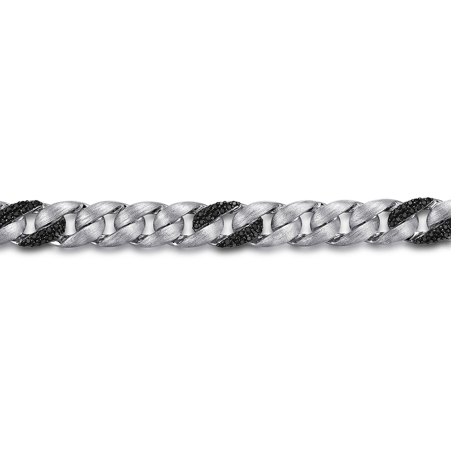 8mm Black Spinel Men's Solid Cuban Link Chain Bracelet in Sterling Silver, photograph 2