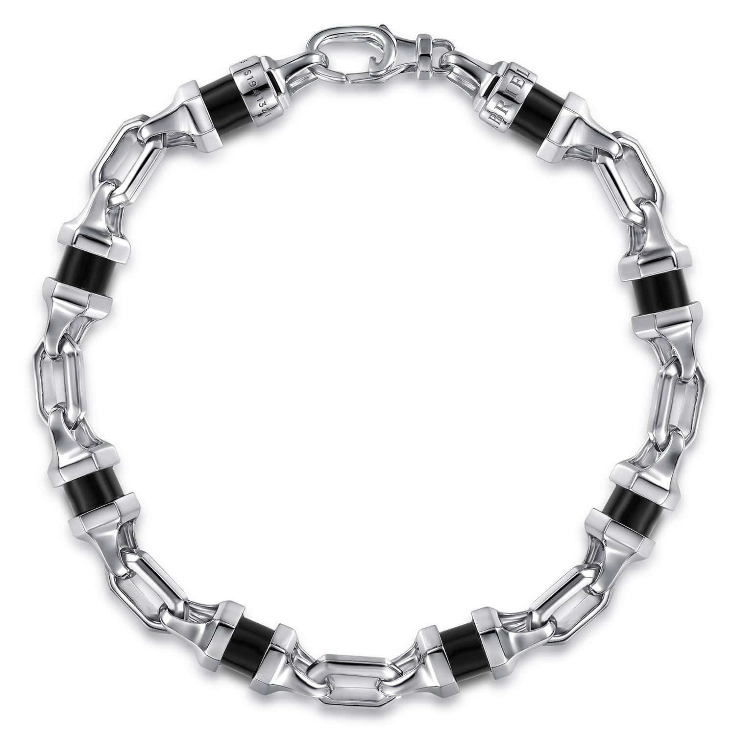 Onyx Cylinder Beaded Mens Bracelet
