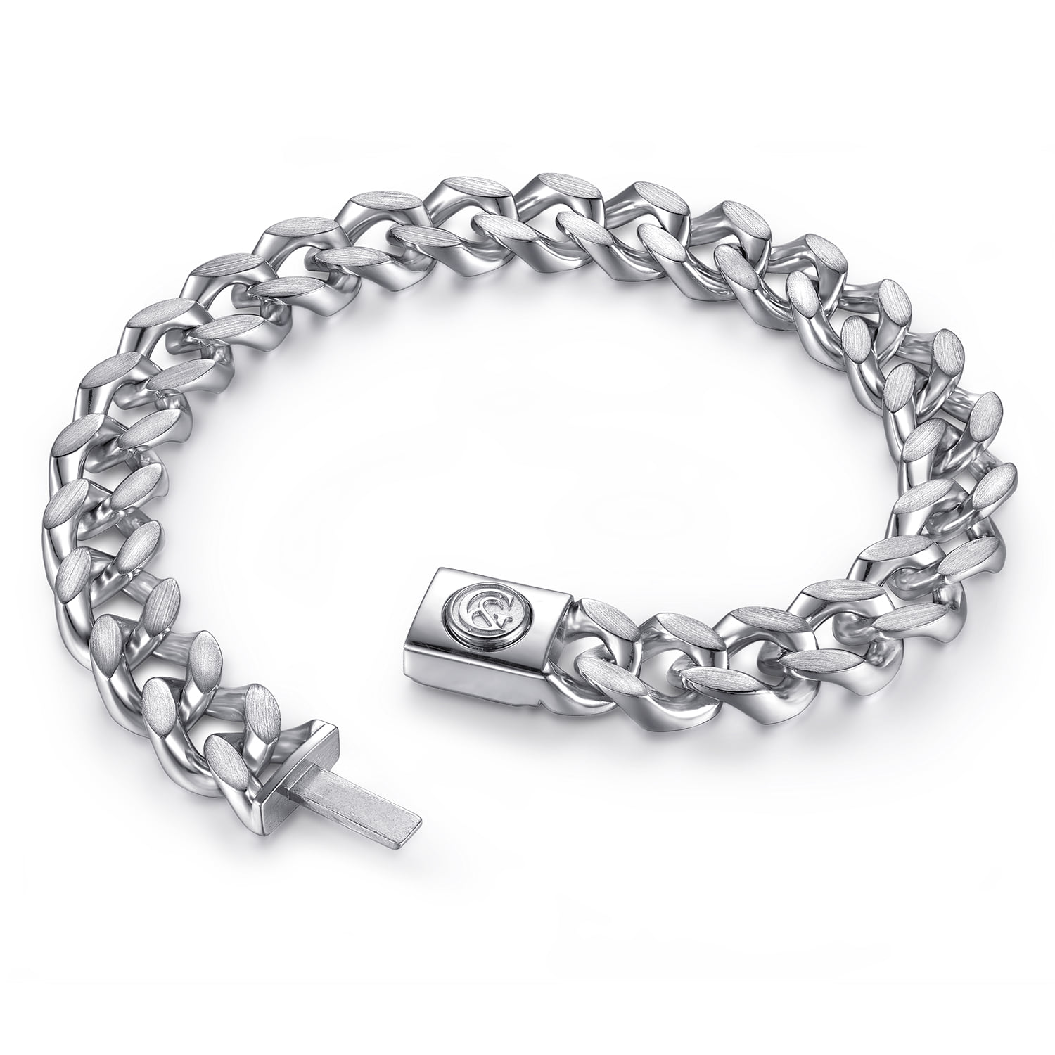 10mm Men's Solid Cuban Link Chain Bracelet in Sterling Silver, photograph 3