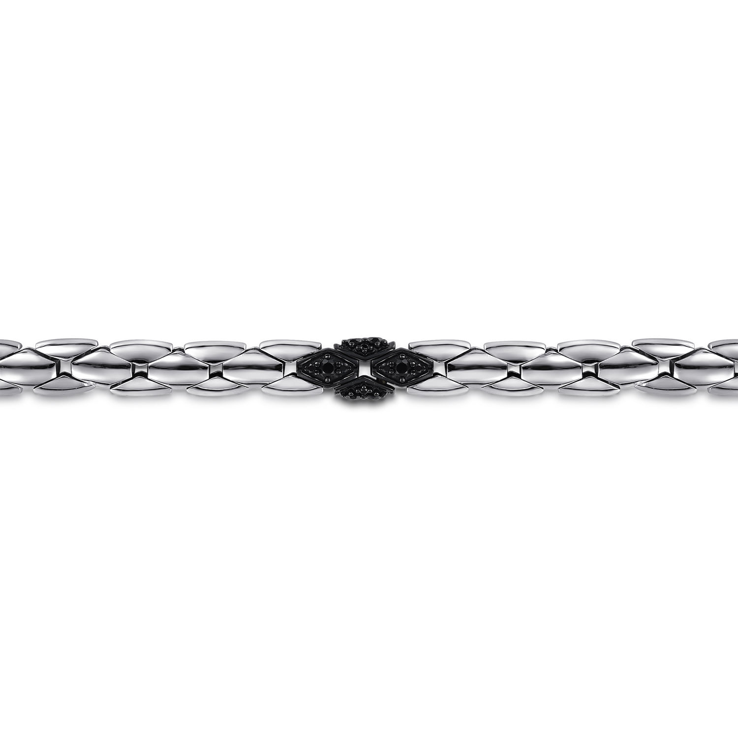 Black Spinel Tubular Chain Bracelet in Sterling Silver, photograph 2