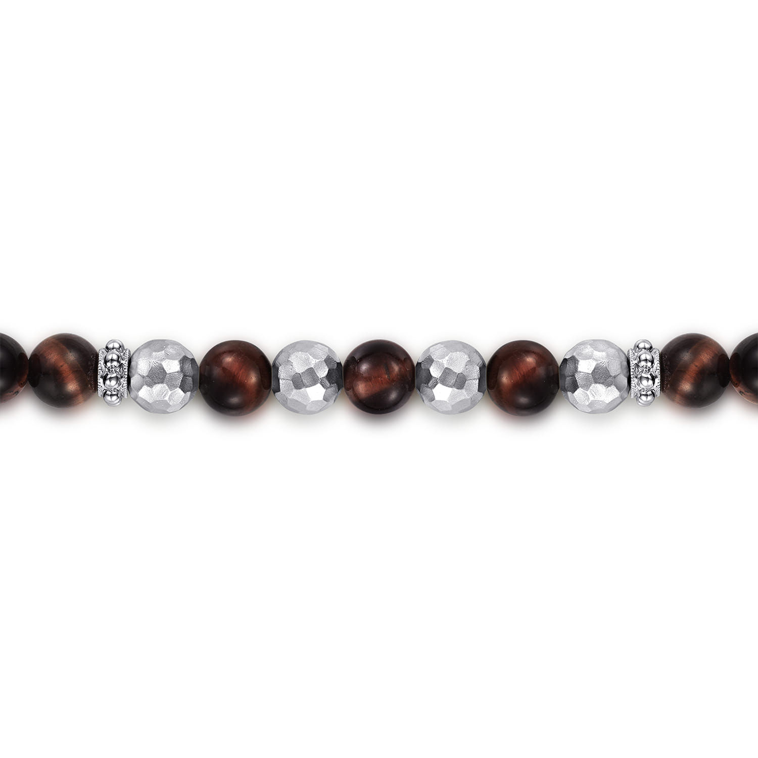 Beaded Bracelet Tiger Eye 6mm in Sterling Silver, photograph 2