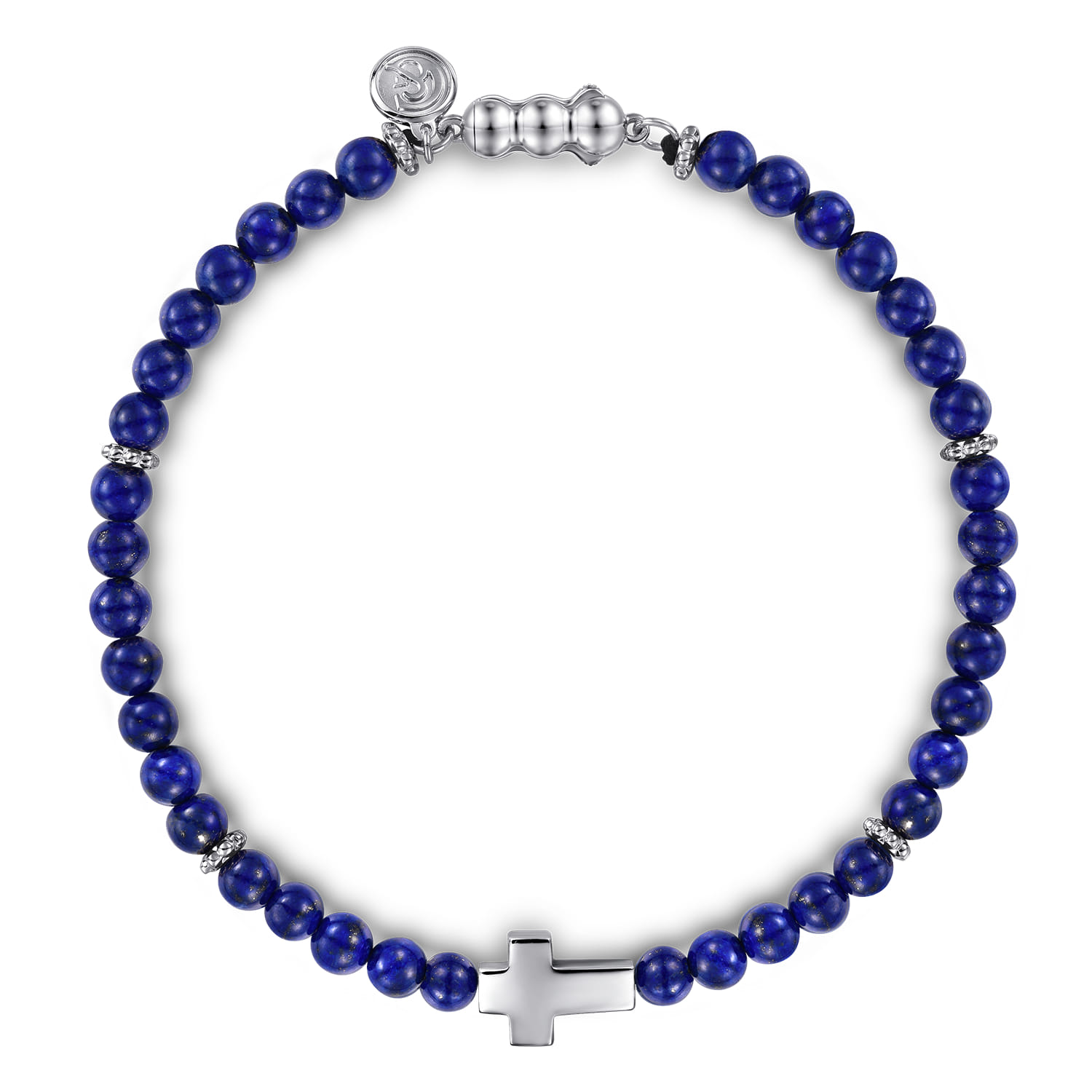 Cross Bracelet with 4mm Lapis Beads
