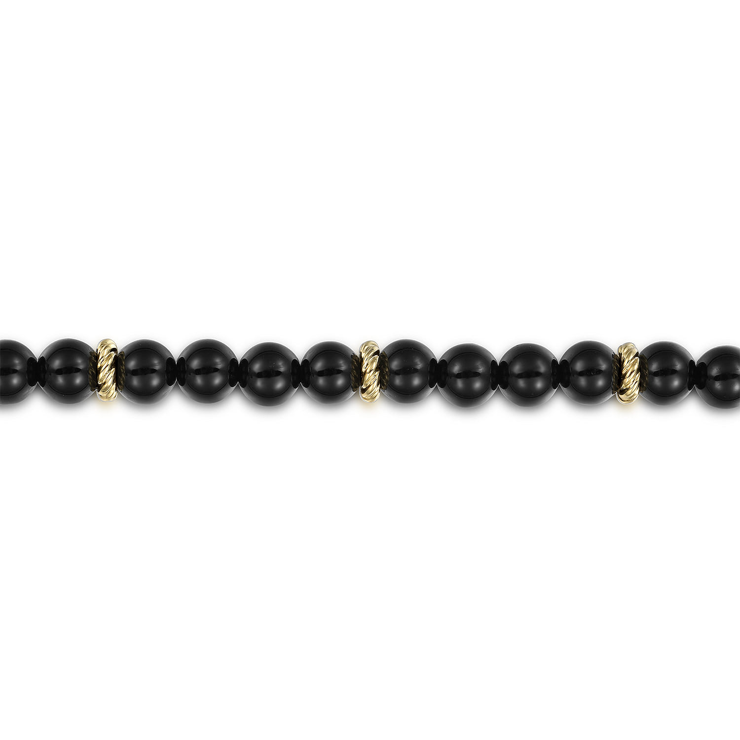 and 6mm Black Onyx Beaded Bracelet in 14K Yellow Gold, photograph 2