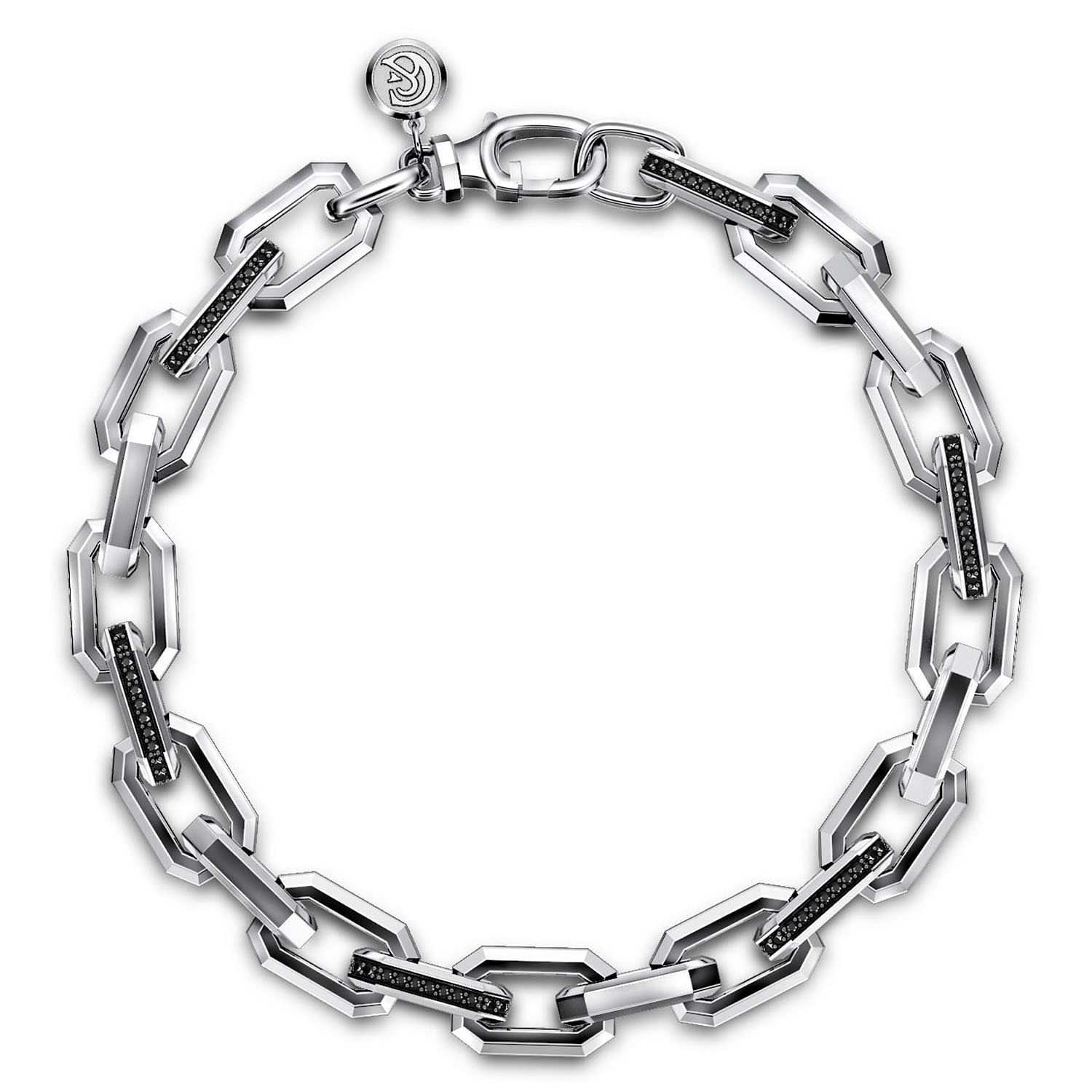 定率割引 西日本 Chain Faceted Silver Sterling 925 Black Bracelet Spinel ジャケット・アウター