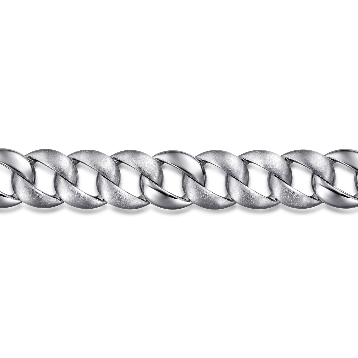 14mm Men's Solid Flat Heavy Link Chain Bracelet in Sterling Silver, photograph 2