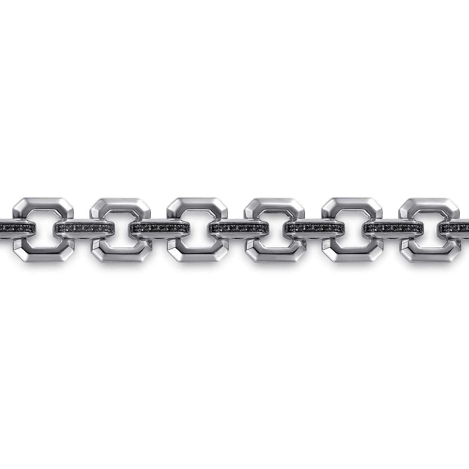 Link Chain Bracelet Black Spinel in Sterling Silver, photograph 2