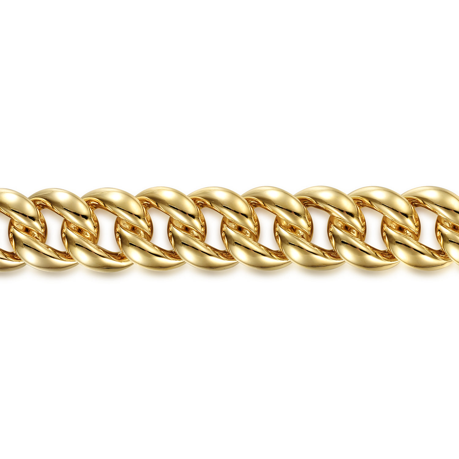 12mm Width Classic Plain Men's Cuban Bracelet in 14K Yellow Gold, photograph 2