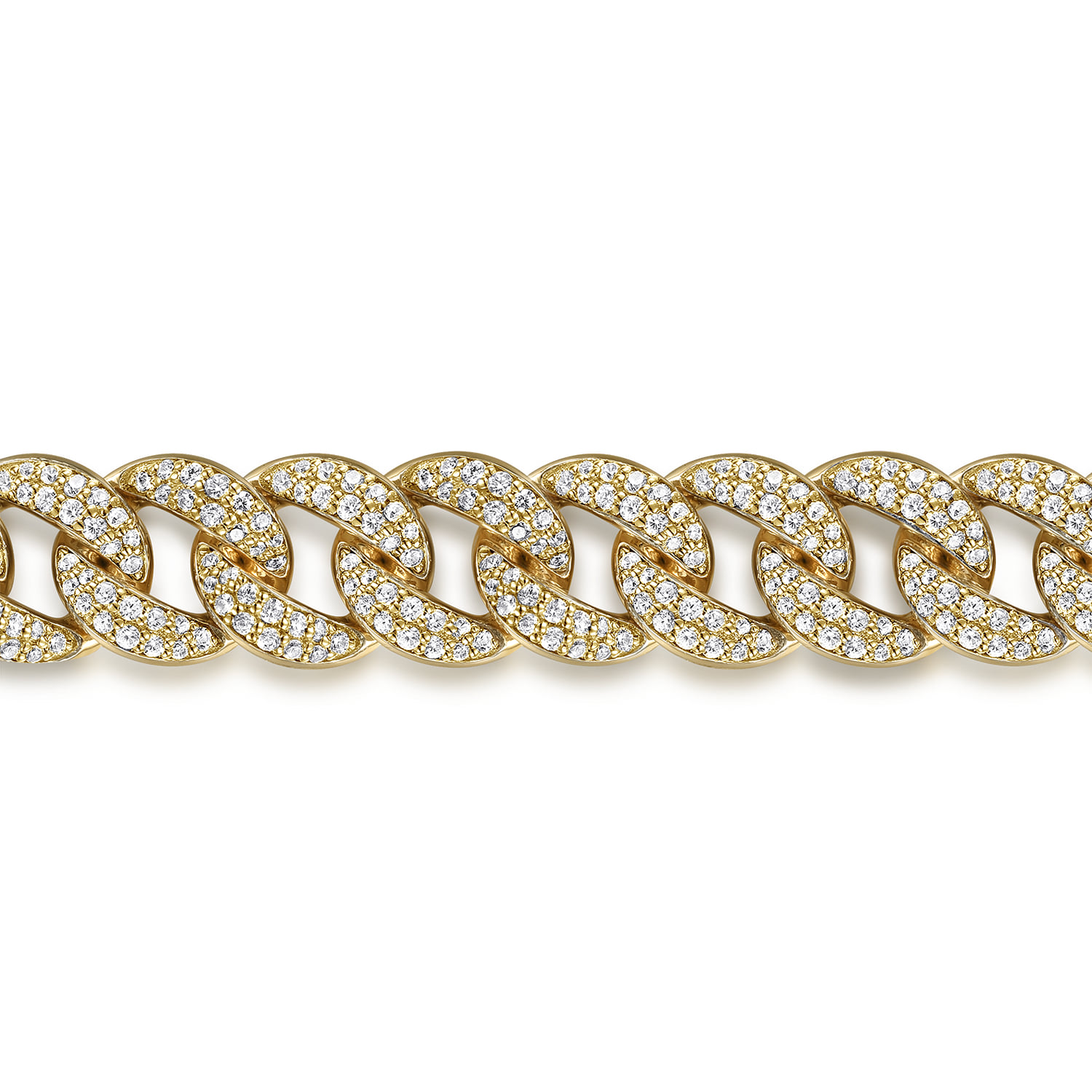 10mm Width Classic Diamond Men's Cuban Bracelet in 14K Yellow Gold, photograph 2
